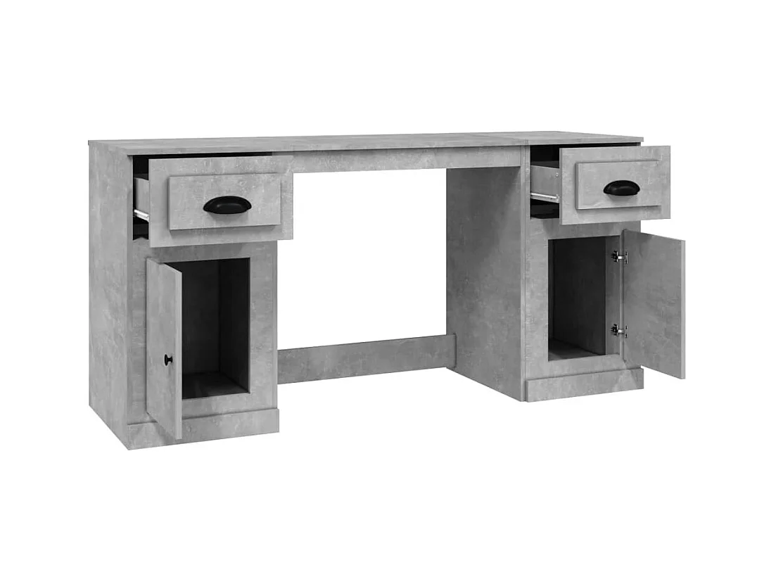 Hakan  Bureau avec armoire gris béton bois d'ingénierie