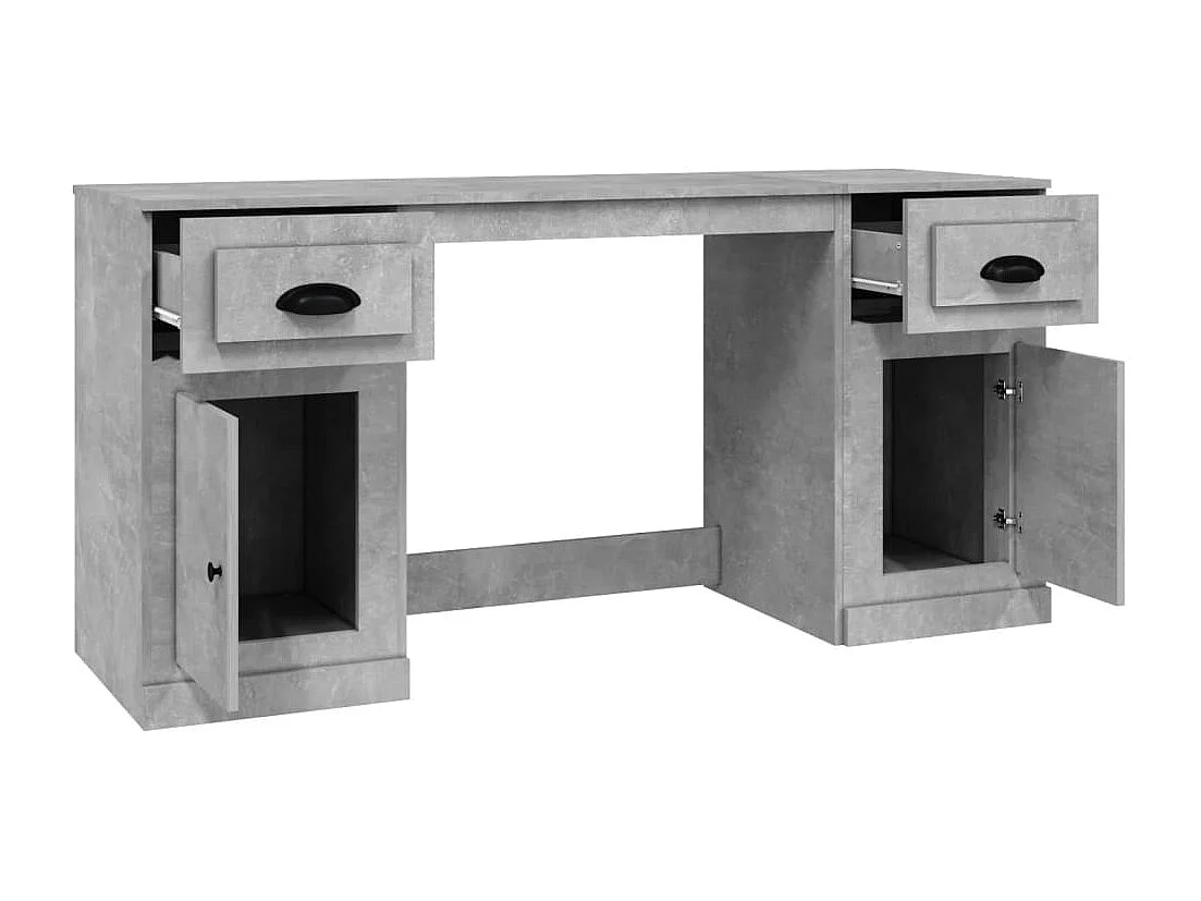 Hakan  Bureau avec armoire gris béton bois d'ingénierie