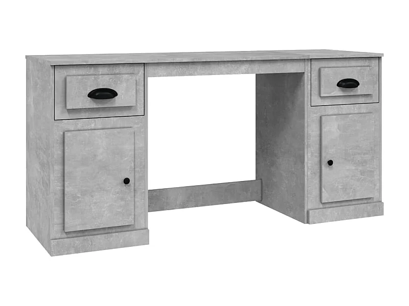 Hakan  Bureau avec armoire gris béton bois d'ingénierie