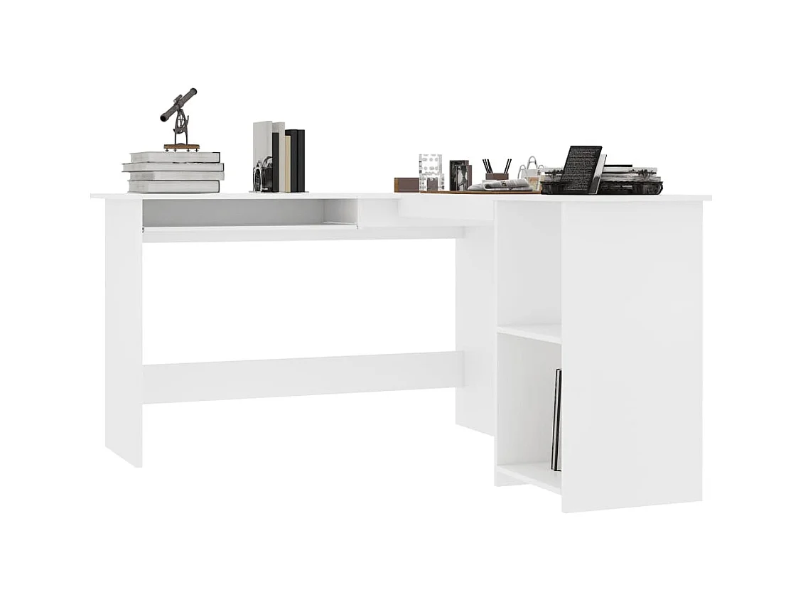 Skive  Bureau d'angle en forme de L Blanc 120x140x75 cm