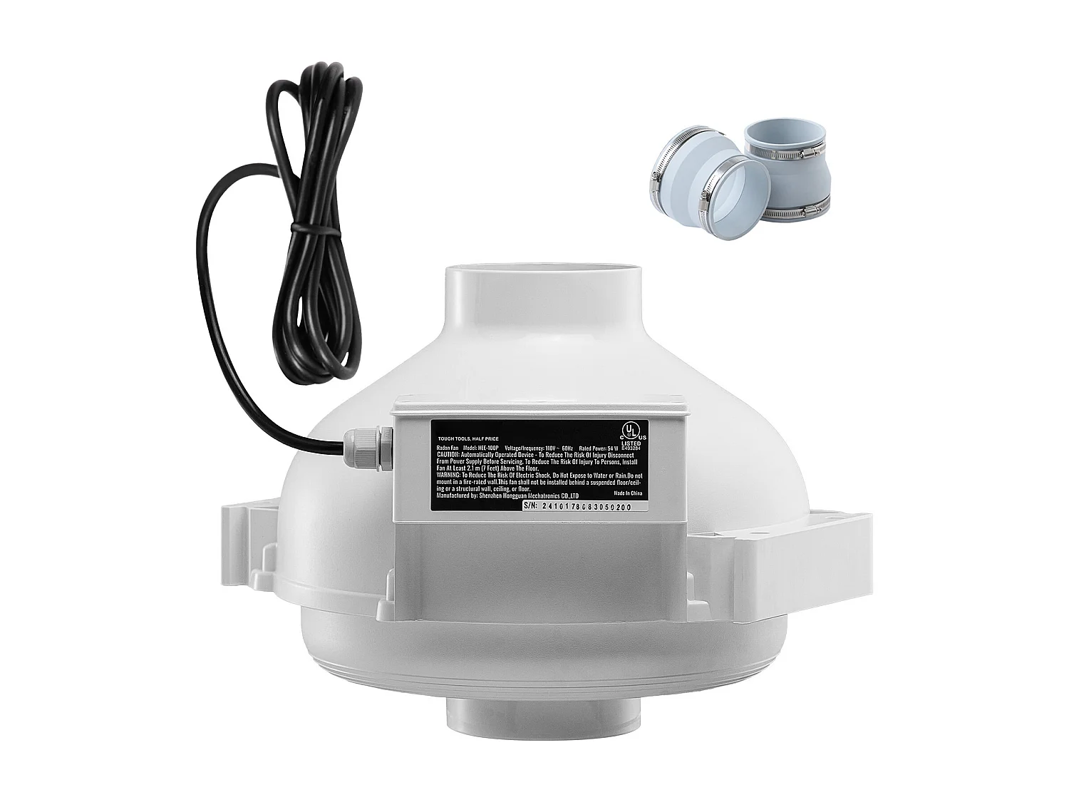 Ventilateur de Radon SucceBuy 98-114 mm 190 CFM, Silencieux et Étanche