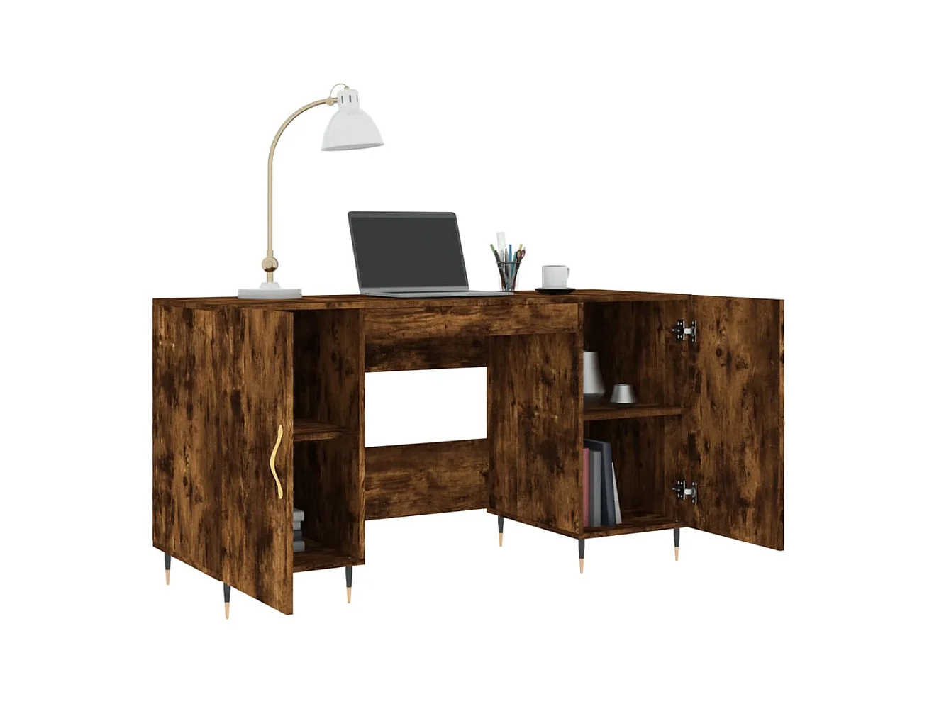 Kahina  Bureau chêne fumé 140x50x75 cm bois d'ingénierie