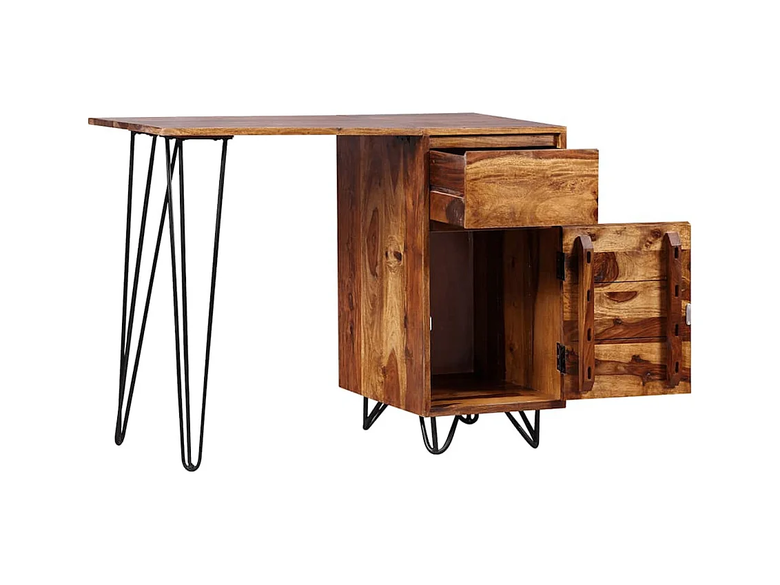 Garden Furniture -  Bureau avec 1 tiroir et 1 armoire Bois massif