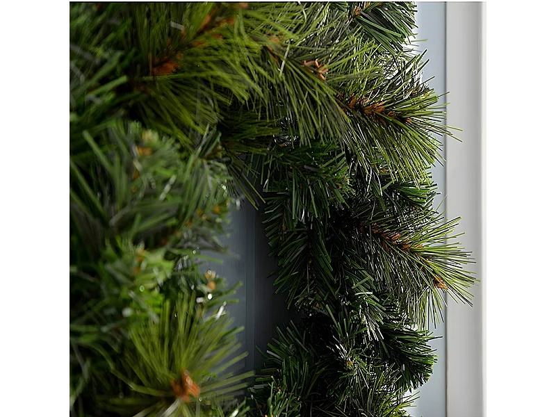 Ghirlanda dietro porta "Jolly" in PP effetto aghi di pino, corona per decorazioni natalizie cm 45