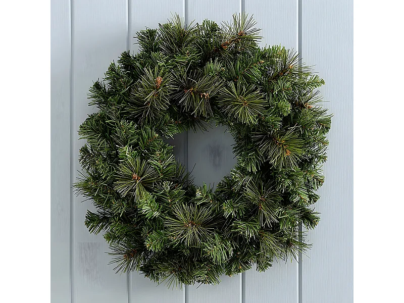 Ghirlanda dietro porta "Jolly" in PP effetto aghi di pino, corona per decorazioni natalizie cm 60