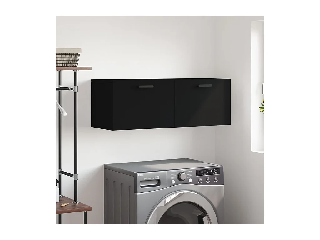 Prolenta Premium -  Armario de pared madera de ingeniería negro 100x36,5x35 cm