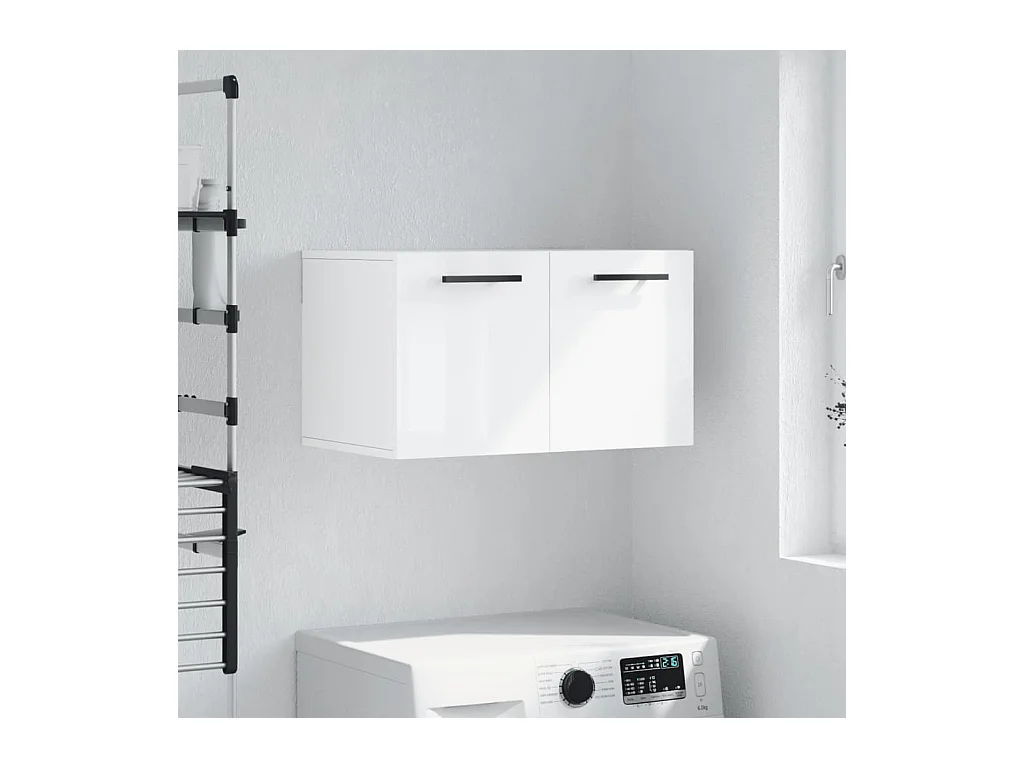 Prolenta Premium -  Armoire murale Blanc brillant 60x36,5x35 cm Bois d'ingénierie
