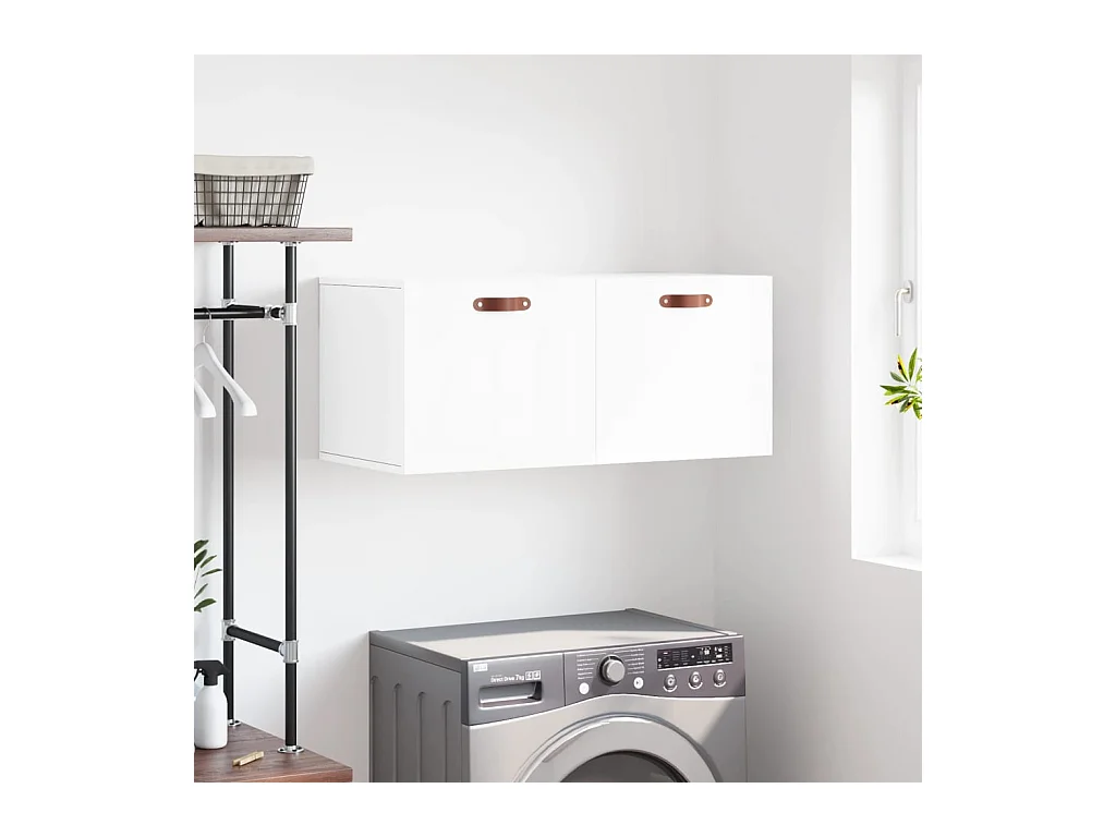 Prolenta Premium -  Armoire murale blanc brillant 80x36,5x35 cm bois d'ingénierie