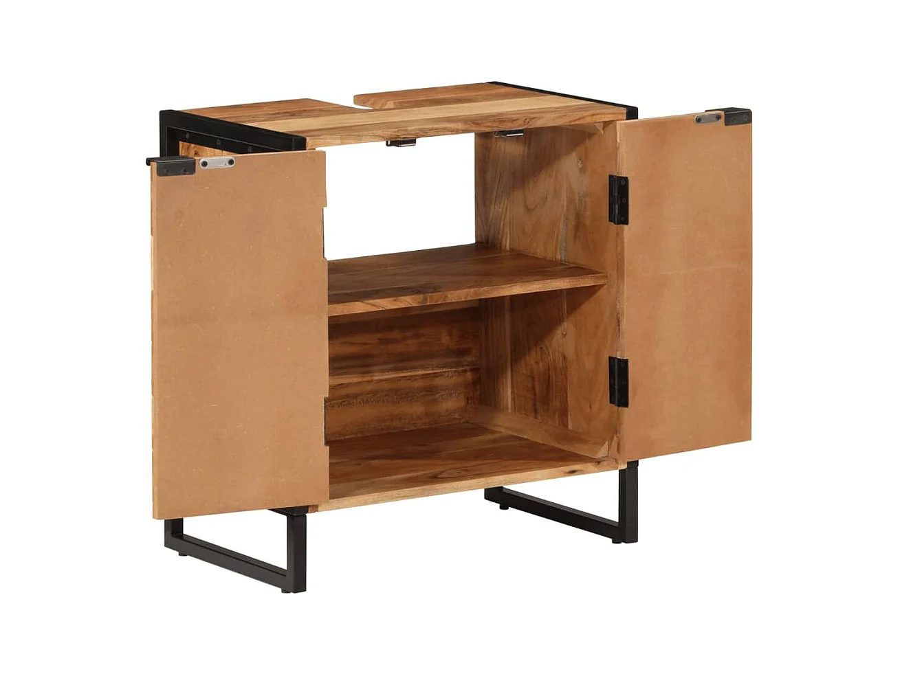 Garden Furniture -  Armoire de salle de bain bois massif d'acacia et fer