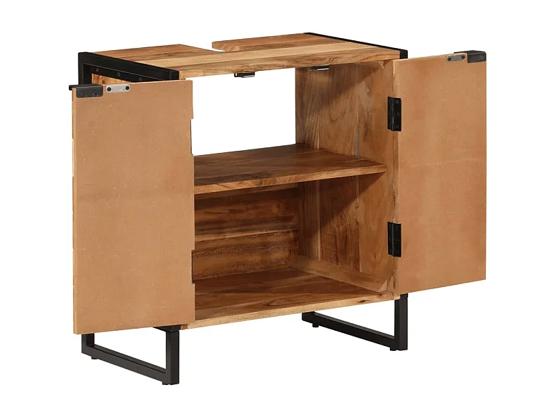 Garden Furniture -  Badkamerkast 55x35x60 cm massief acaciahout en ijzer