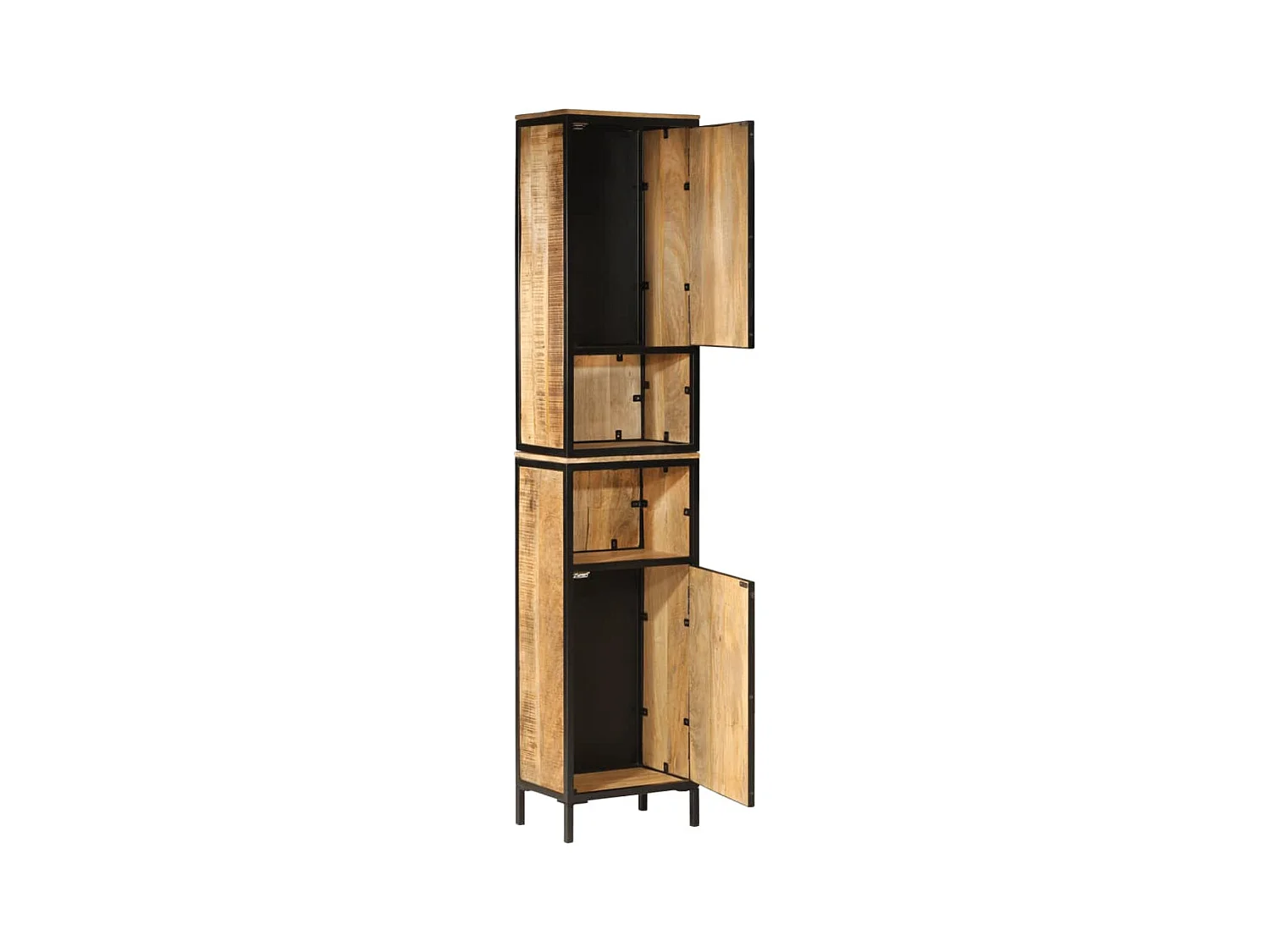 Gundir  Armoire de salle de bain 40x27x180 cm fer et bois de manguier