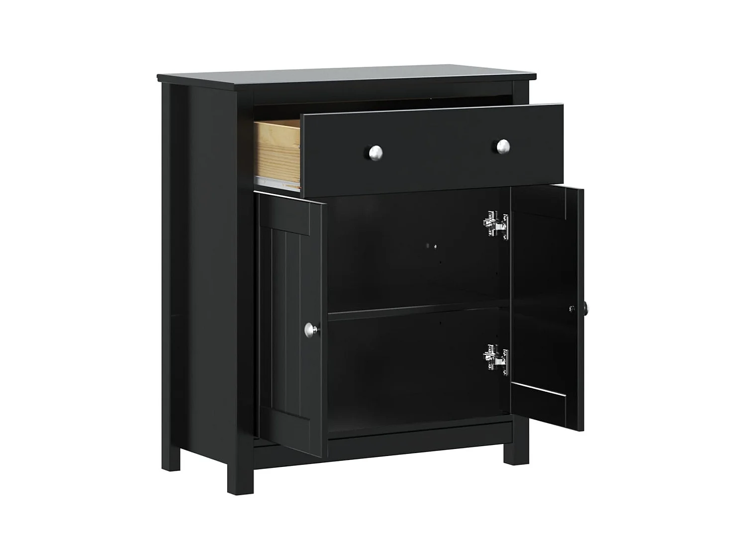 Quisera  Armoire de salle de bain BERG noir 69,5x34x80 cm pin massif