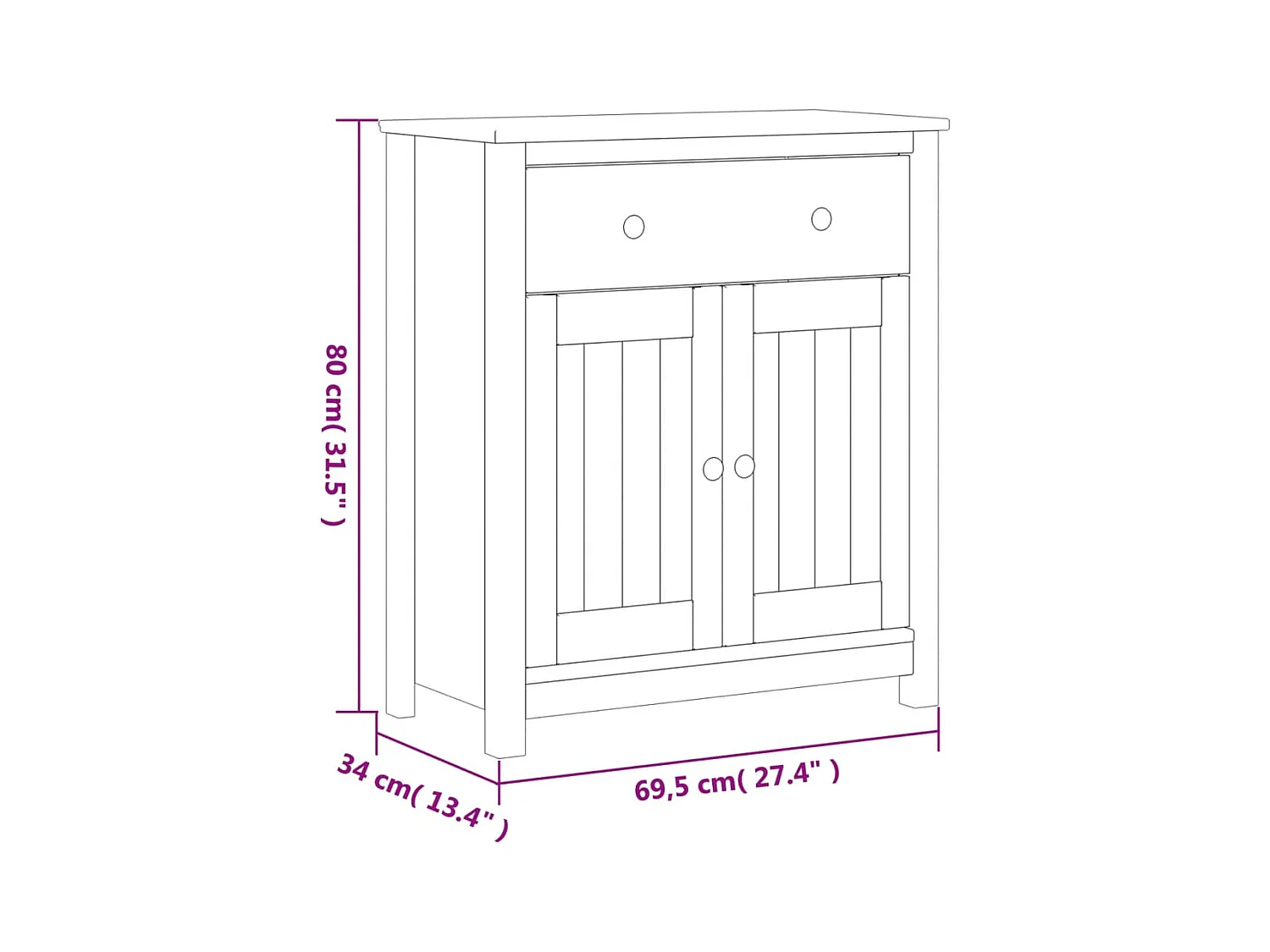 Quisera  Armoire de salle de bain BERG noir 69,5x34x80 cm pin massif