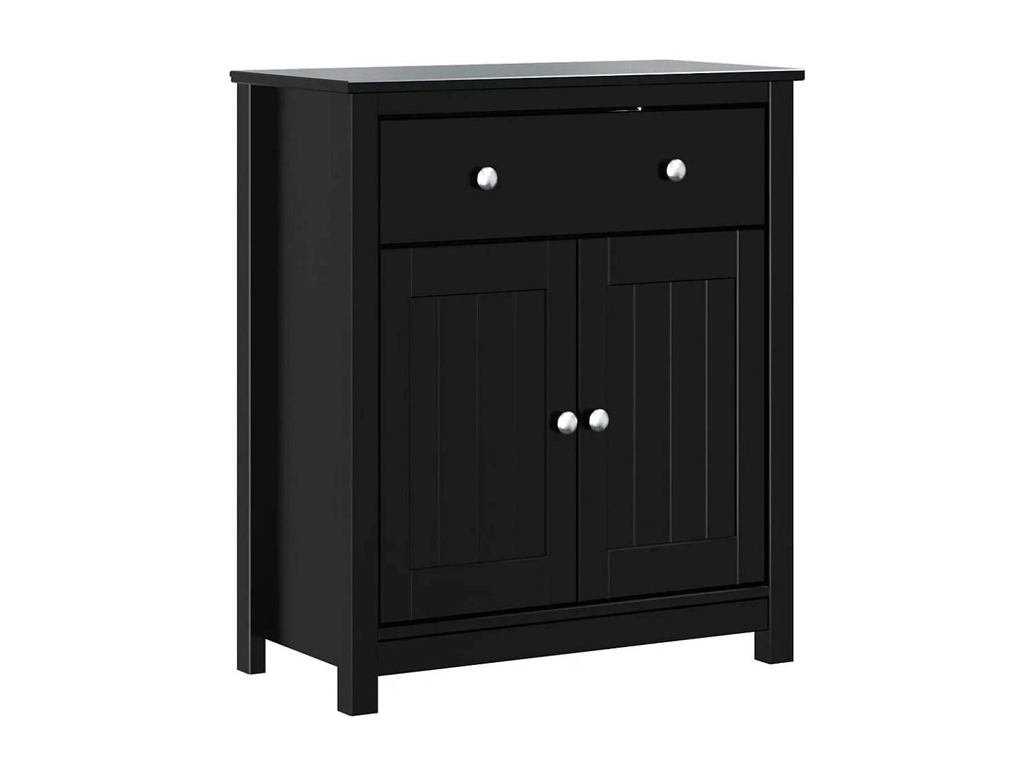 Quisera  Armoire de salle de bain BERG noir 69,5x34x80 cm pin massif