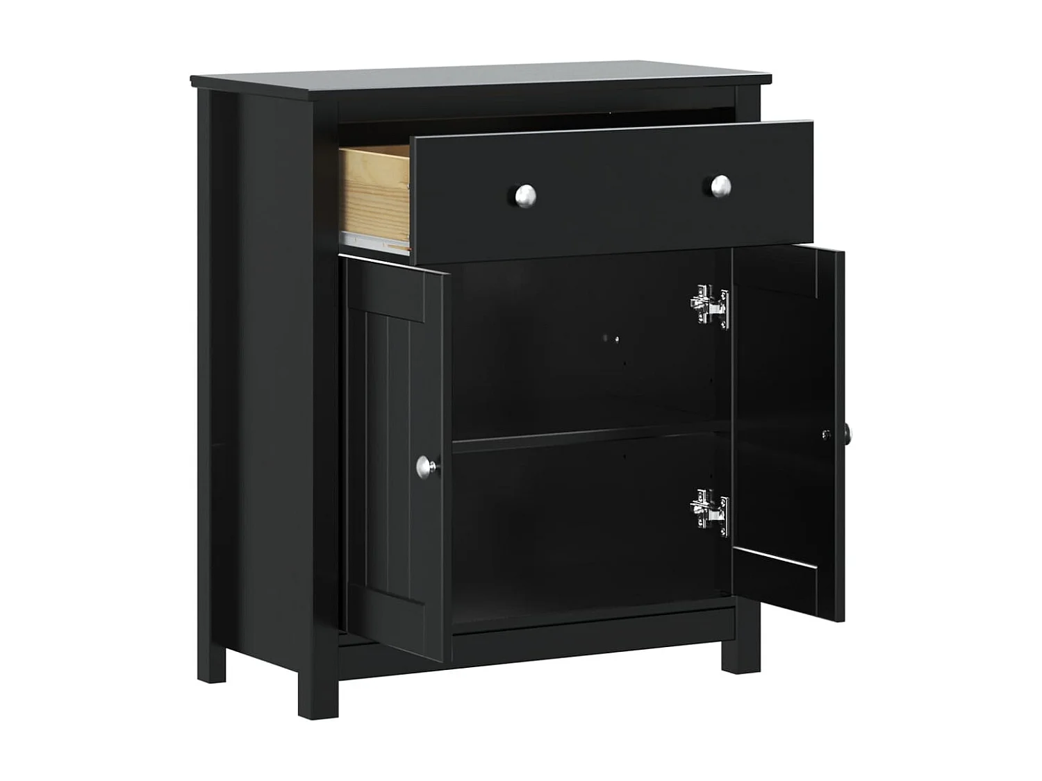 Quisera  Armoire de salle de bain BERG noir 69,5x34x80 cm pin massif