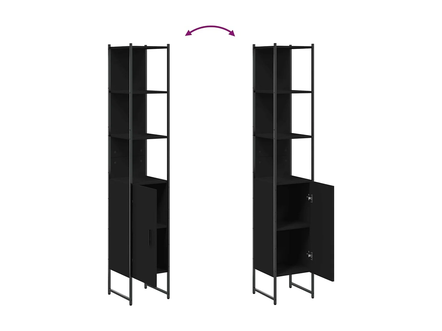 Wynnewood  Armoire de salle de bain noir 33x33x185,5 cm bois d'ingénierie