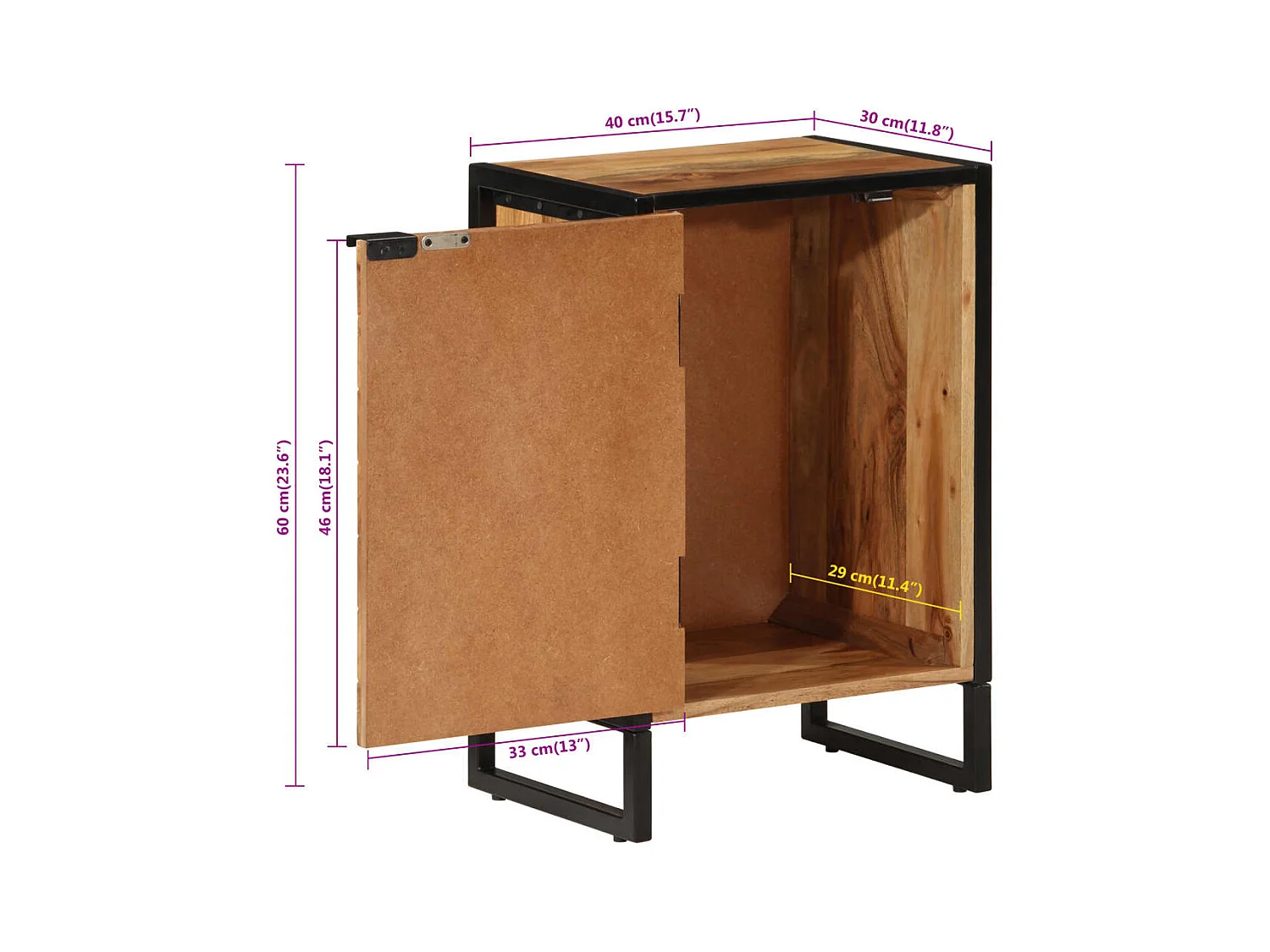 Garden Furniture -  Armoire de salle de bain bois massif d'acacia et fer