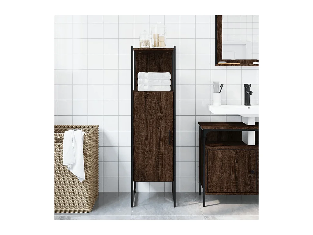 Cynmar  Armoire de salle de bain chêne marron 33x33x120,5 cm