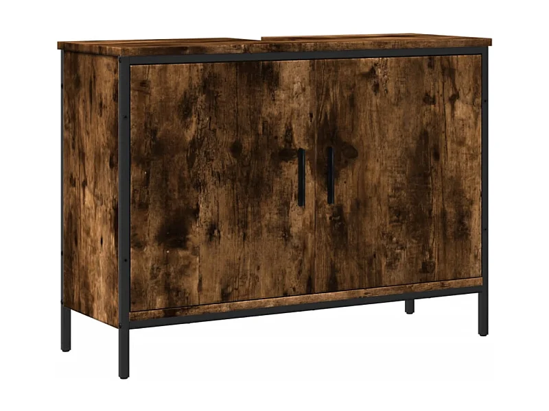 Damien-Louis  Badkamerkast 80x30x60 cm bewerkt hout gerookt eikenkleurig