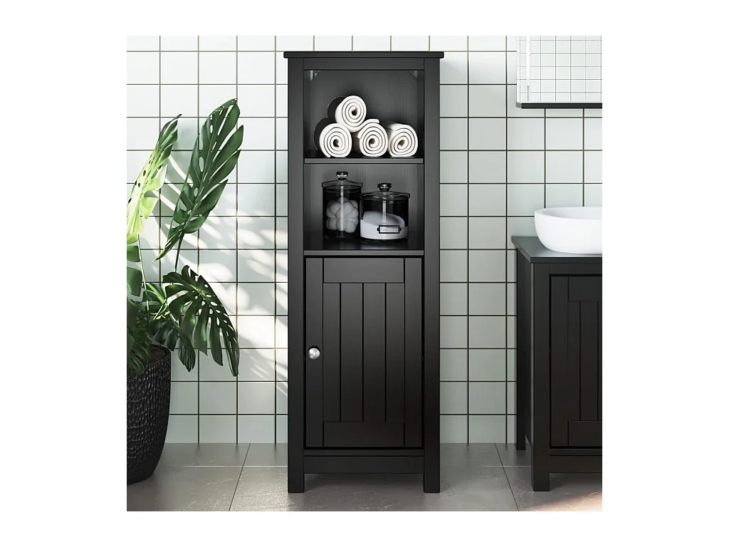 Dralin  Armoire de salle de bain BERG noir 40x34x110 cm pin massif