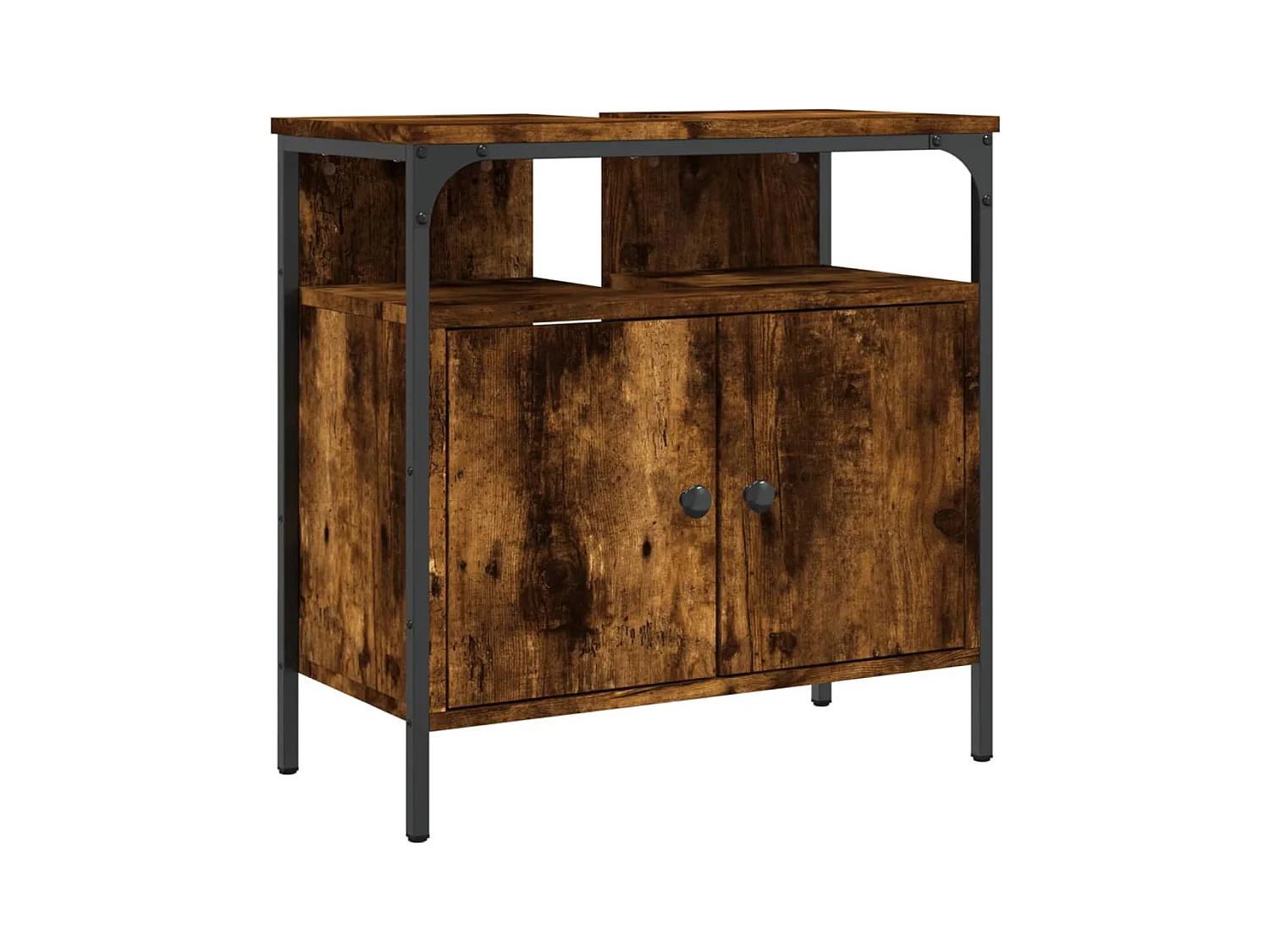 Udrik  Armoire lavabo de salle de bain chêne fumé 60x30x60 cm