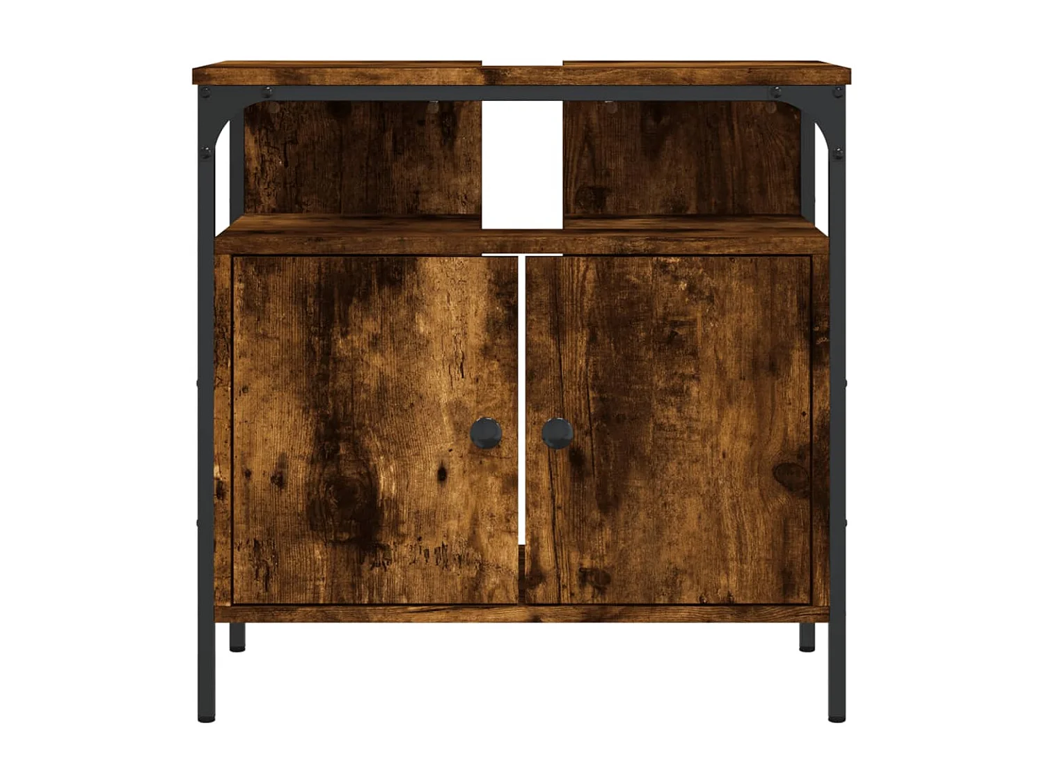 Udrik  Armoire lavabo de salle de bain chêne fumé 60x30x60 cm