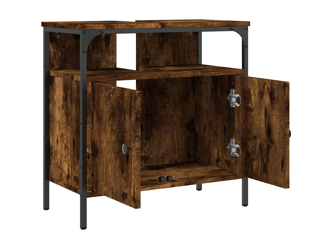 Udrik  Armoire lavabo de salle de bain chêne fumé 60x30x60 cm