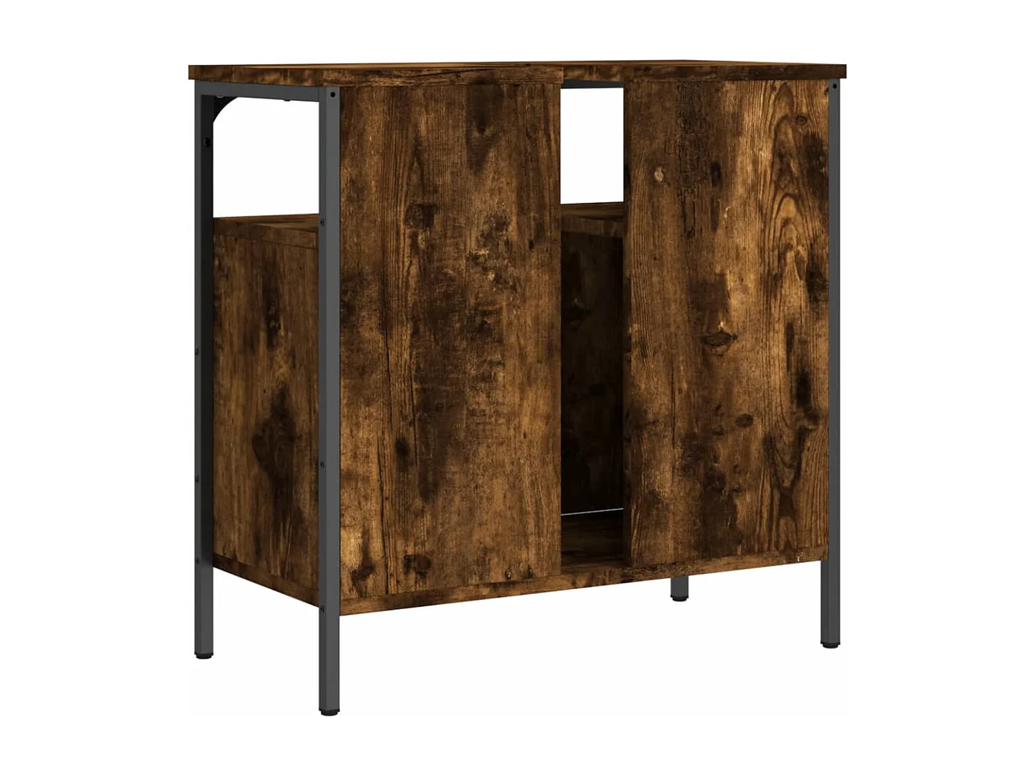 Udrik  Armoire lavabo de salle de bain chêne fumé 60x30x60 cm