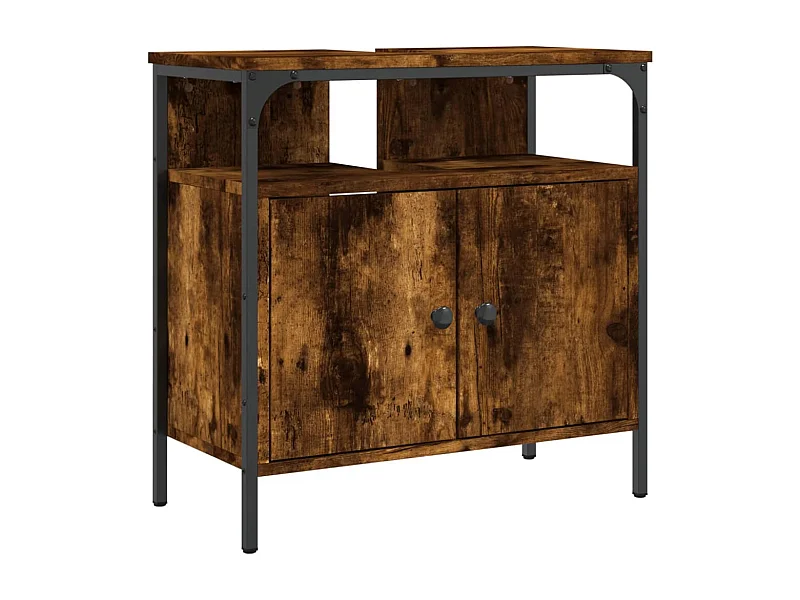 Udrik  Armoire lavabo de salle de bain chêne fumé 60x30x60 cm