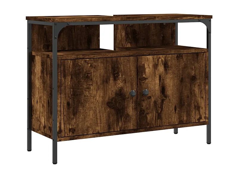 Udrik  Badkamerkast 80x30x60 cm bewerkt hout gerookt eikenkleurig