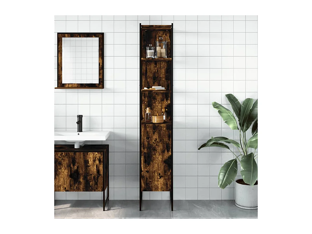 Wynnewood  Armoire de bain chêne fumé 33x33x185,5 cm bois d'ingénierie