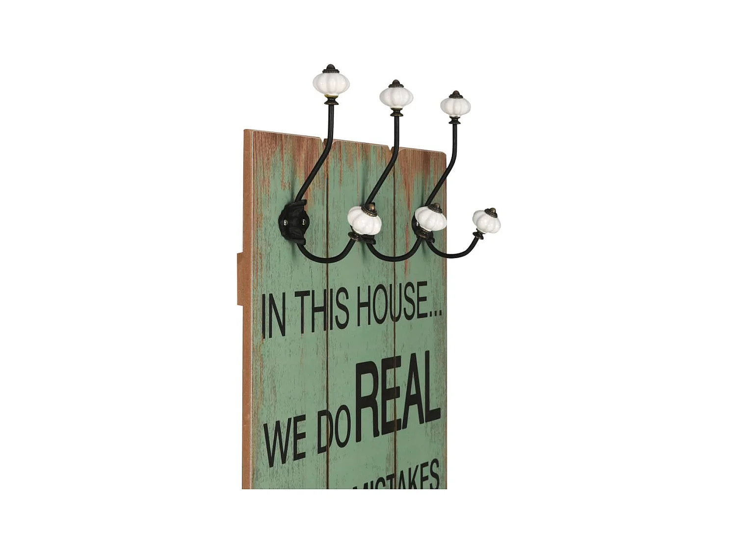 Borghild  Porte-manteau mural avec 6 crochets 120 x 40 cm HAPPY LOVE