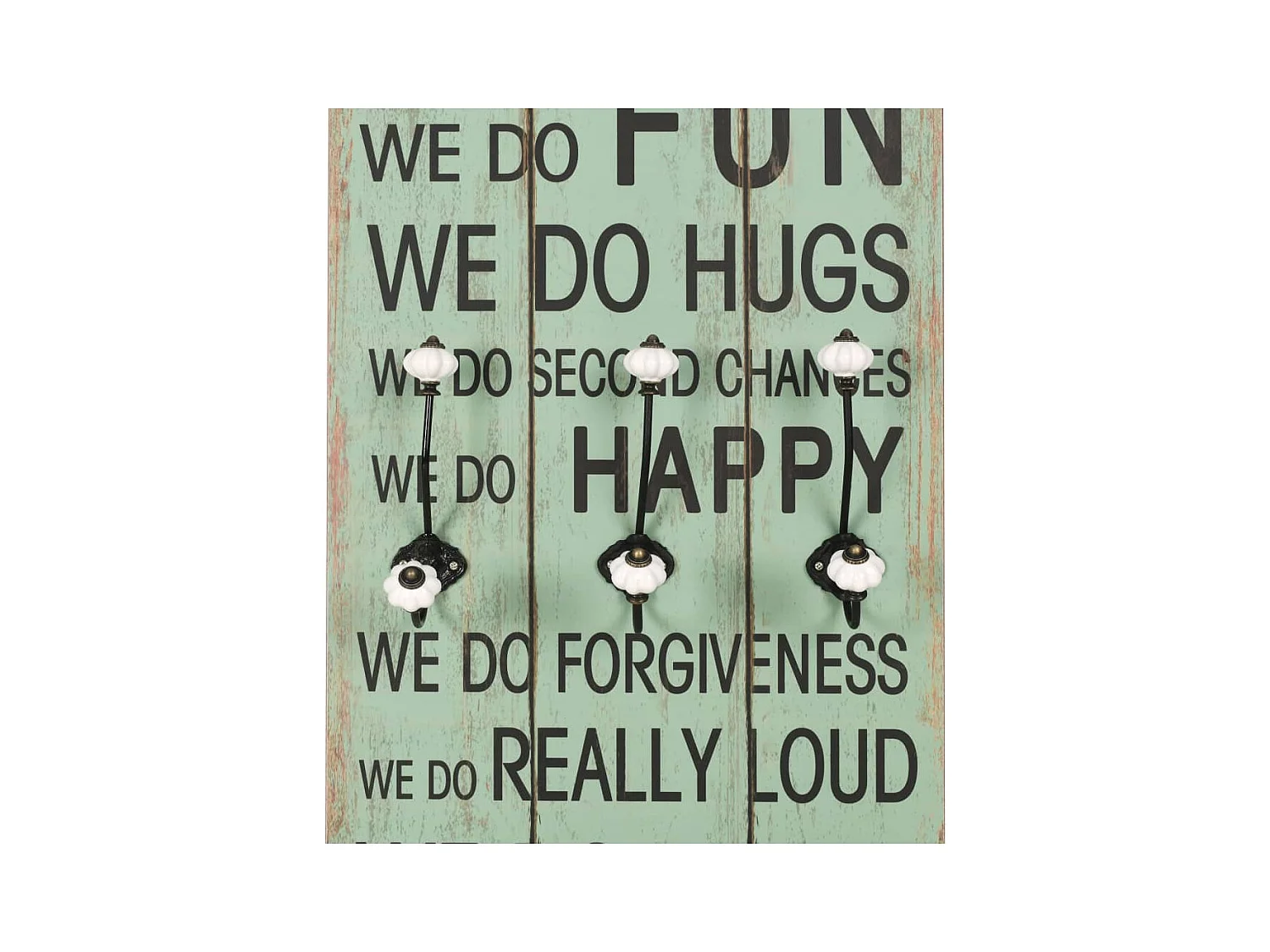 Borghild  Porte-manteau mural avec 6 crochets 120 x 40 cm HAPPY LOVE