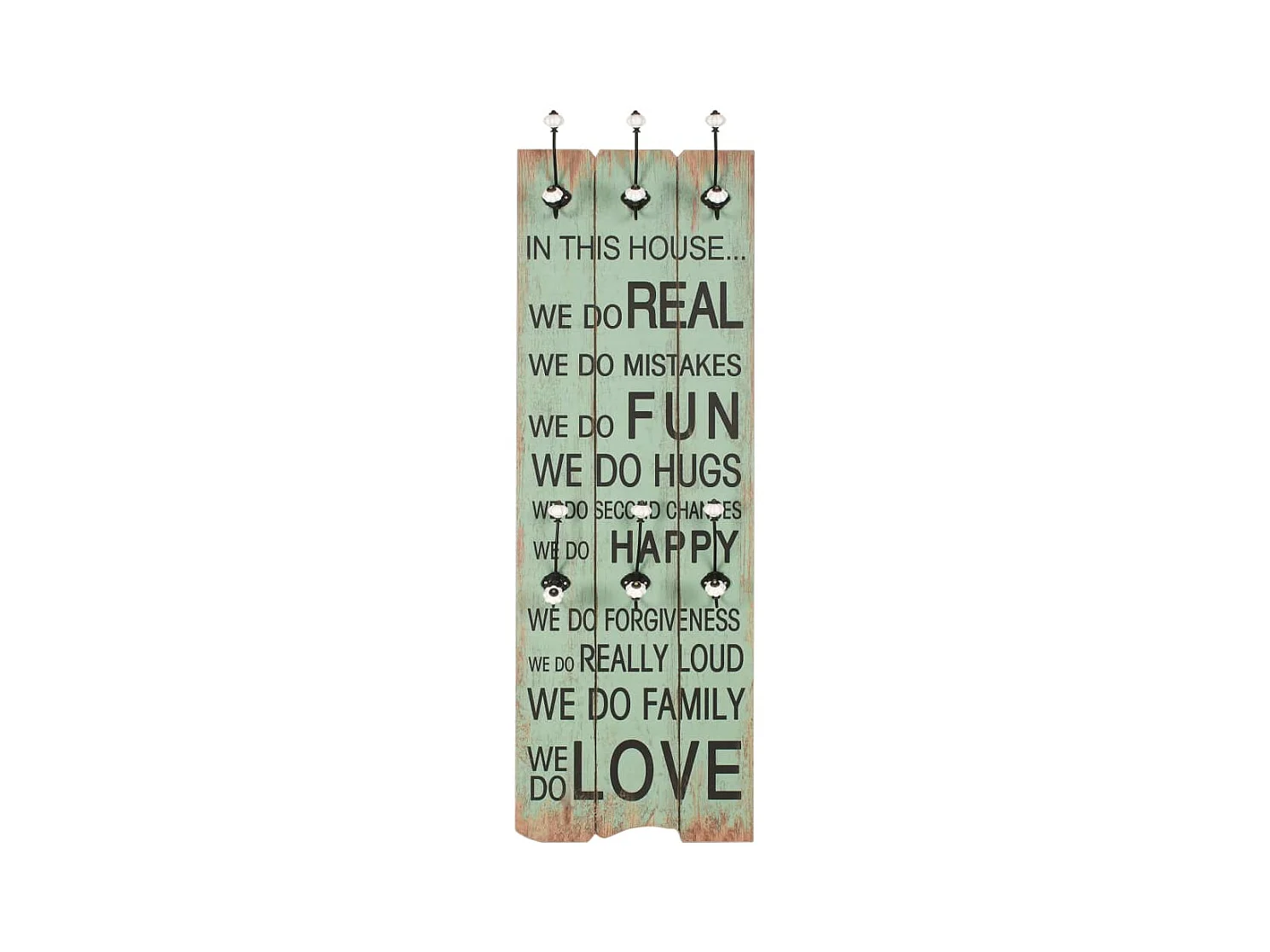 Borghild  Porte-manteau mural avec 6 crochets 120 x 40 cm HAPPY LOVE