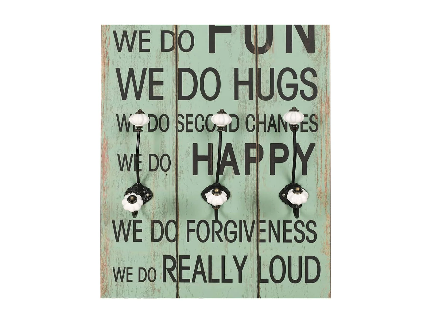 Borghild  Porte-manteau mural avec 6 crochets 120 x 40 cm HAPPY LOVE