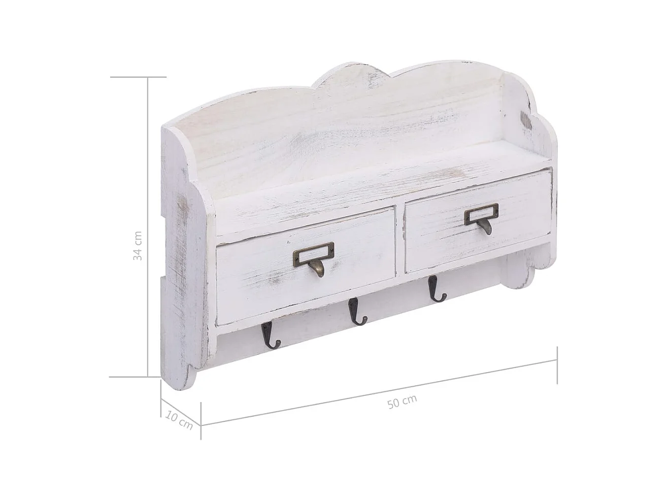 Gryfel  Porte-manteau mural Blanc 50x10x34 cm Bois