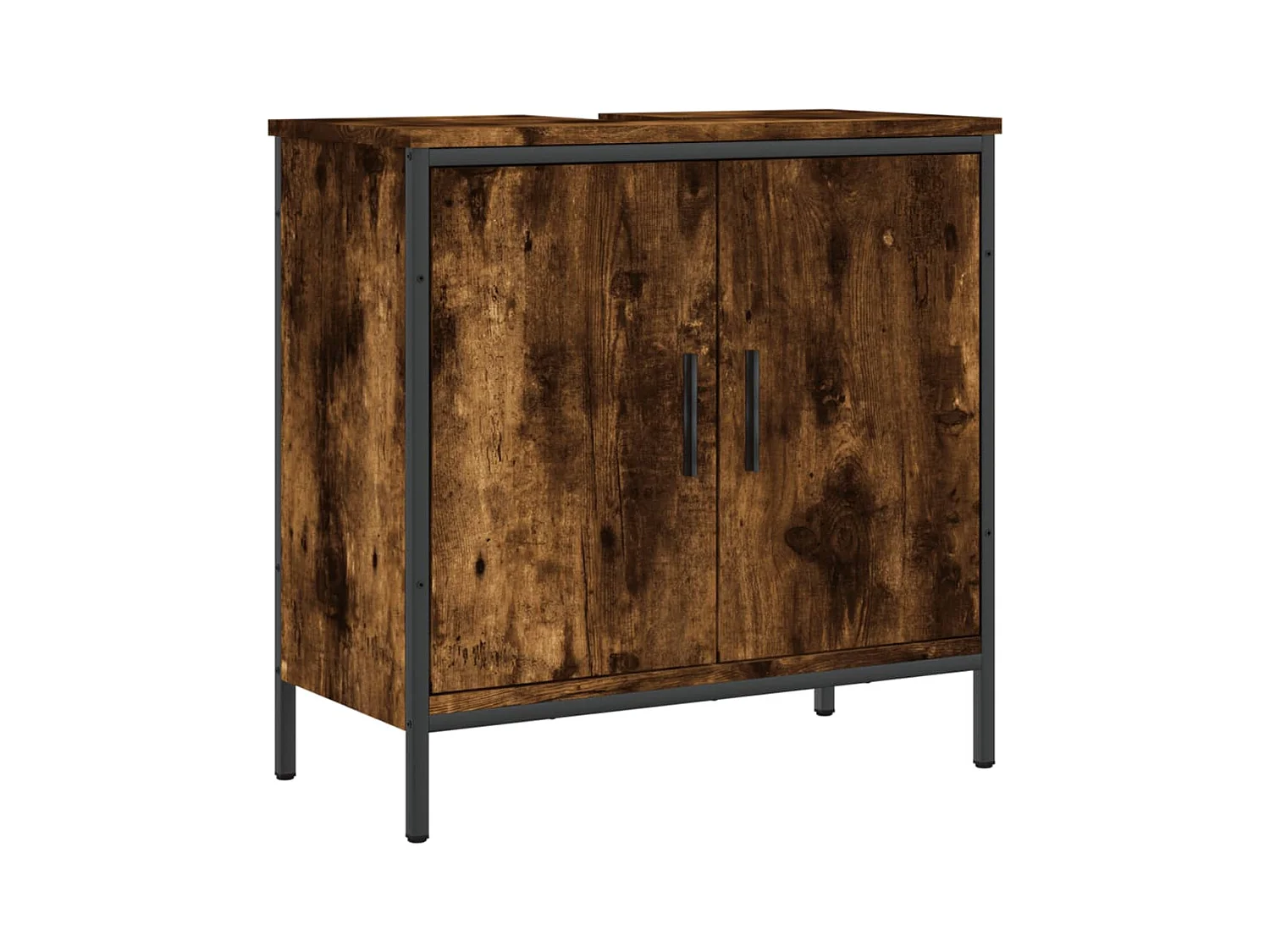 Damien-Louis  Armario lavabo baño madera ingeniería roble ahumado 60x30x60 cm