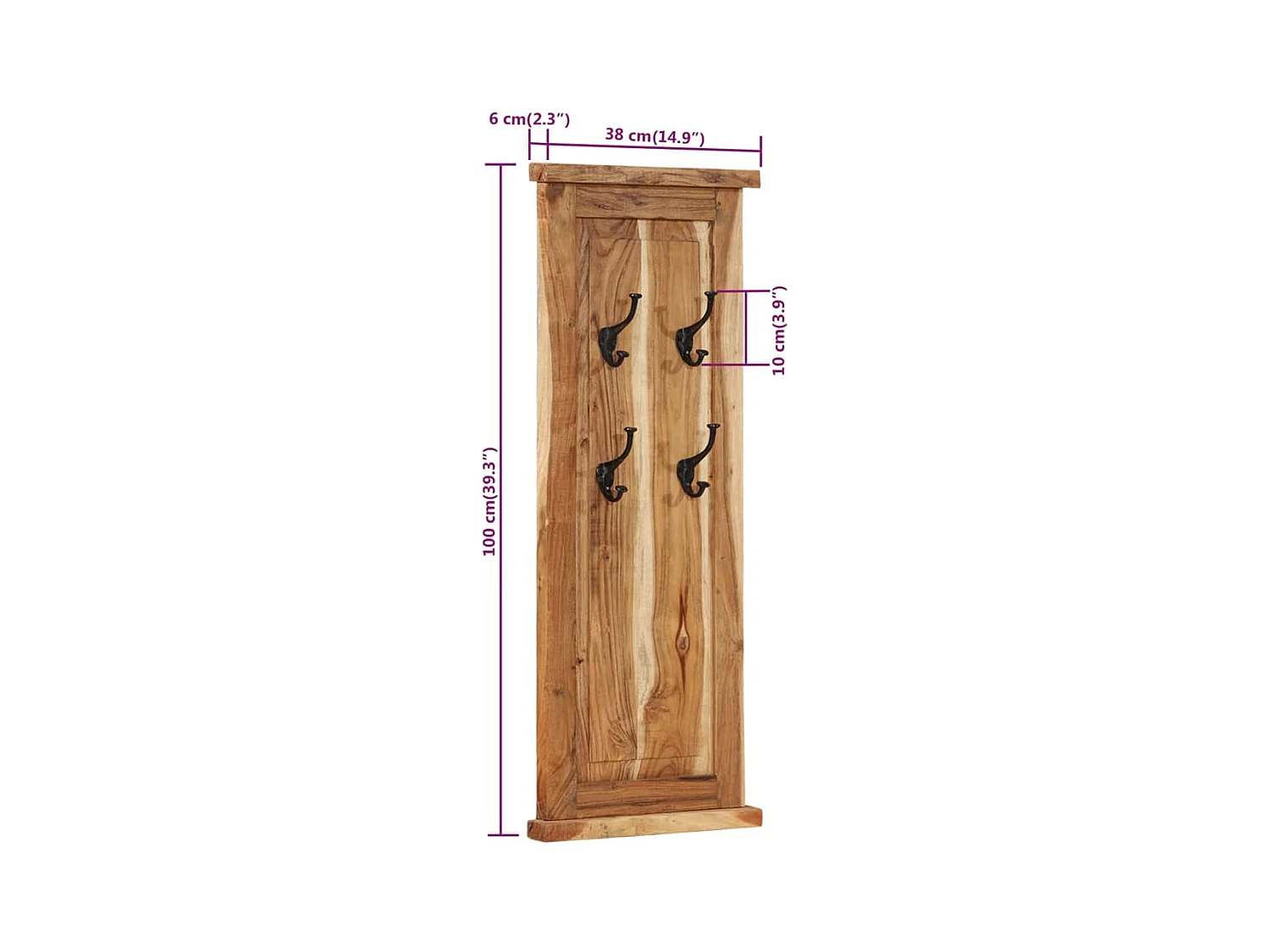Mâcon  Porte-manteaux 2 pcs Bois massif d'acacia 38x100 cm