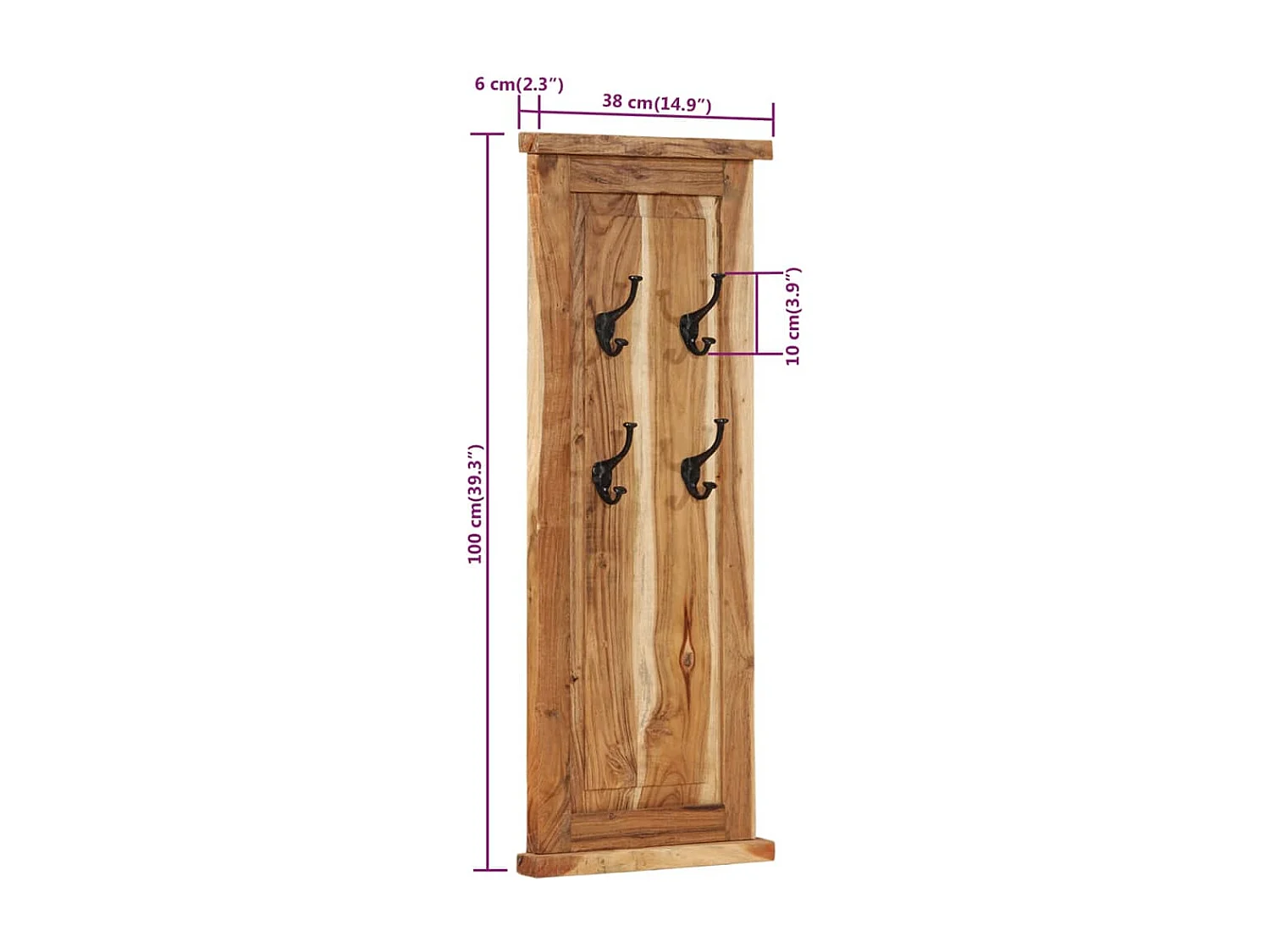 Mâcon  Porte-manteaux 2 pcs Bois massif d'acacia 38x100 cm