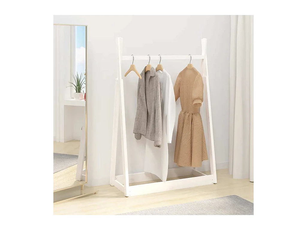 Jacques-Marie  Porte-vêtements Blanc 100x45x150 cm Bois de pin massif