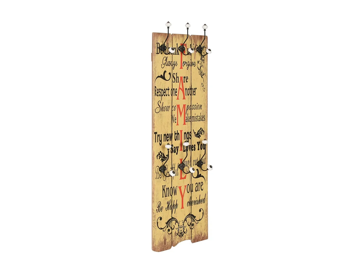 Borghild  Porte-manteau mural avec 6 crochets 120 x 40 cm FAMILY