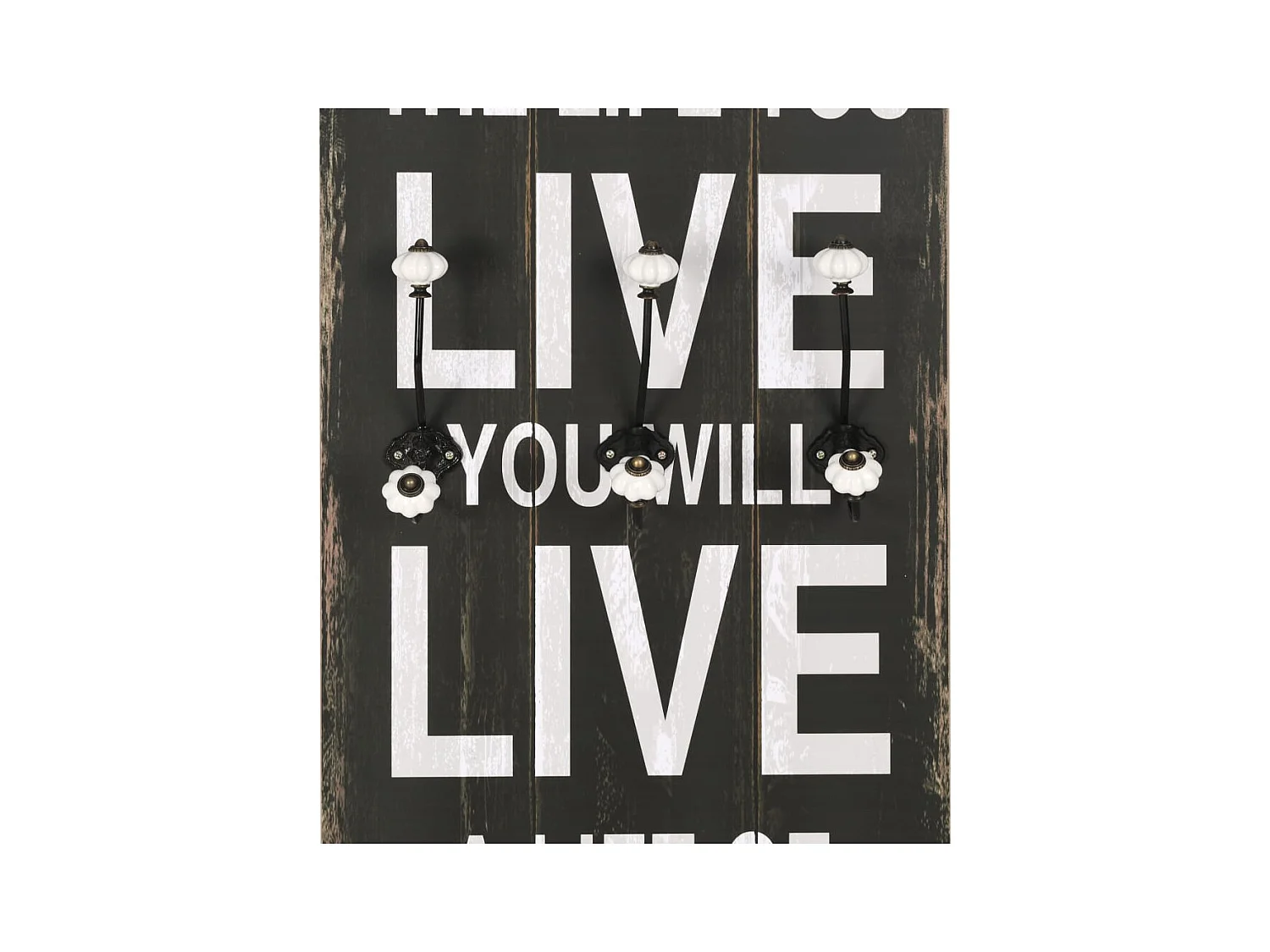 Borghild  Porte-manteau mural avec 6 crochets 120 x 40 cm LOVE LIVE