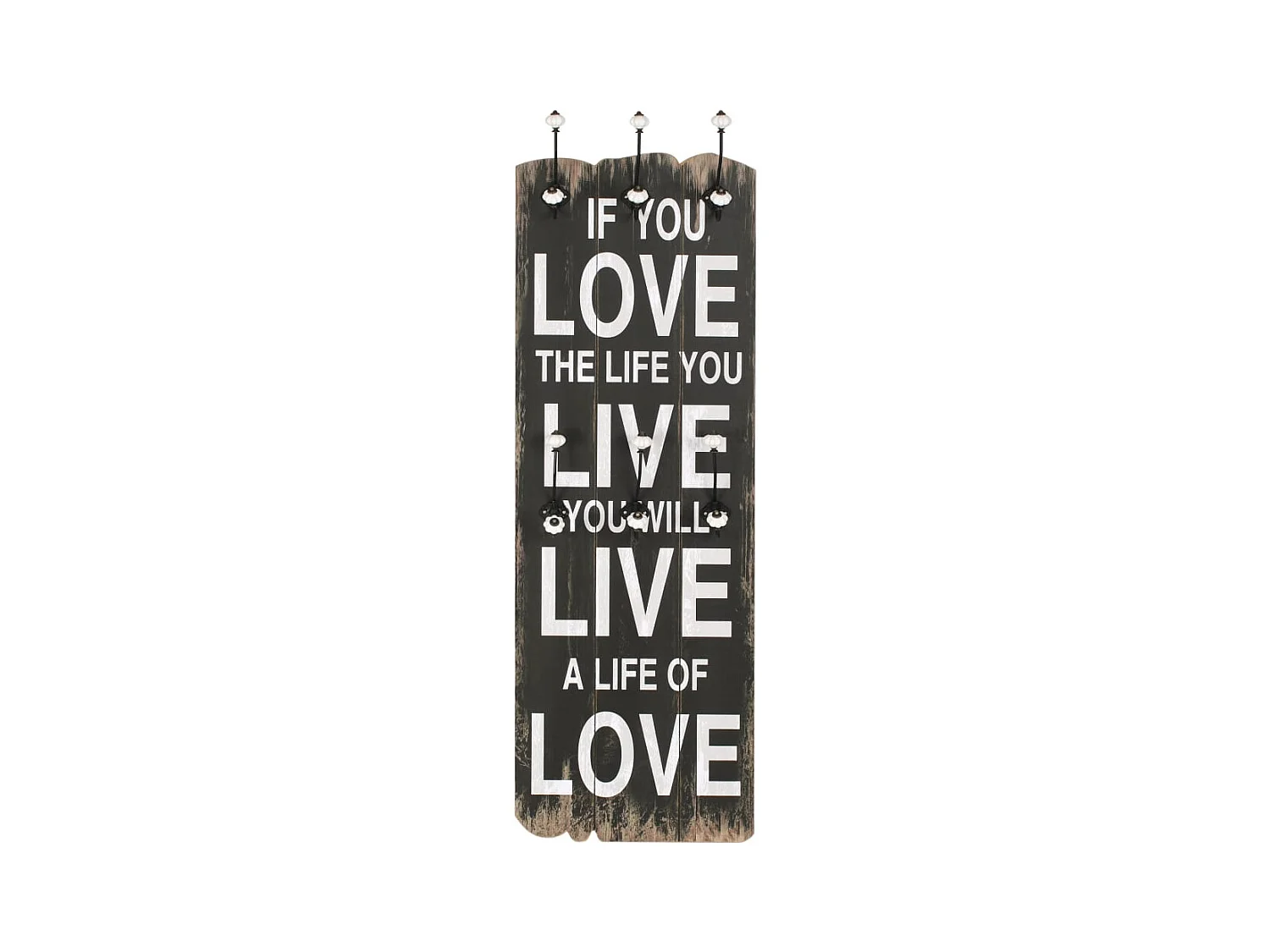Borghild  Porte-manteau mural avec 6 crochets 120 x 40 cm LOVE LIVE