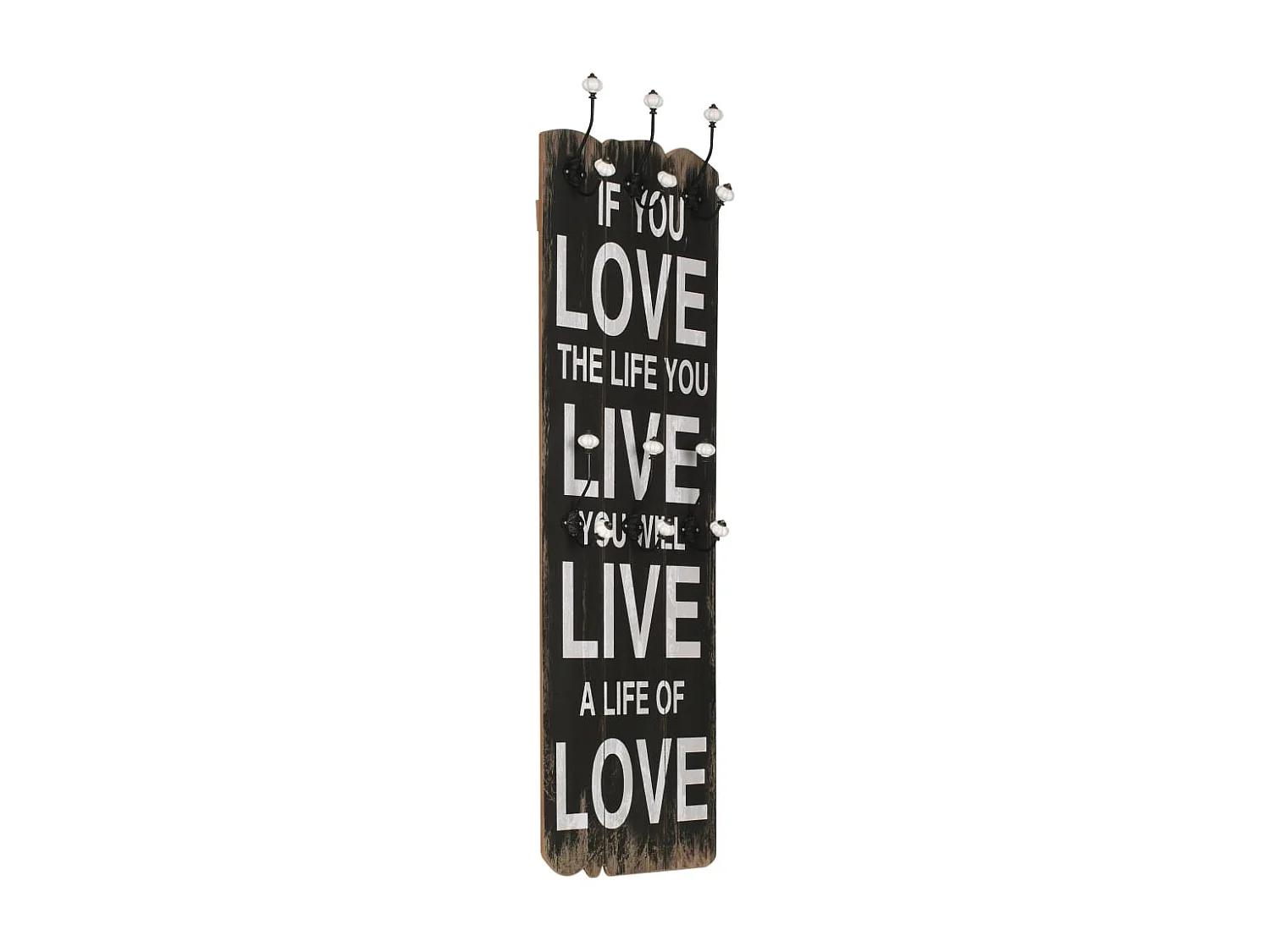 Borghild  Porte-manteau mural avec 6 crochets 120 x 40 cm LOVE LIVE