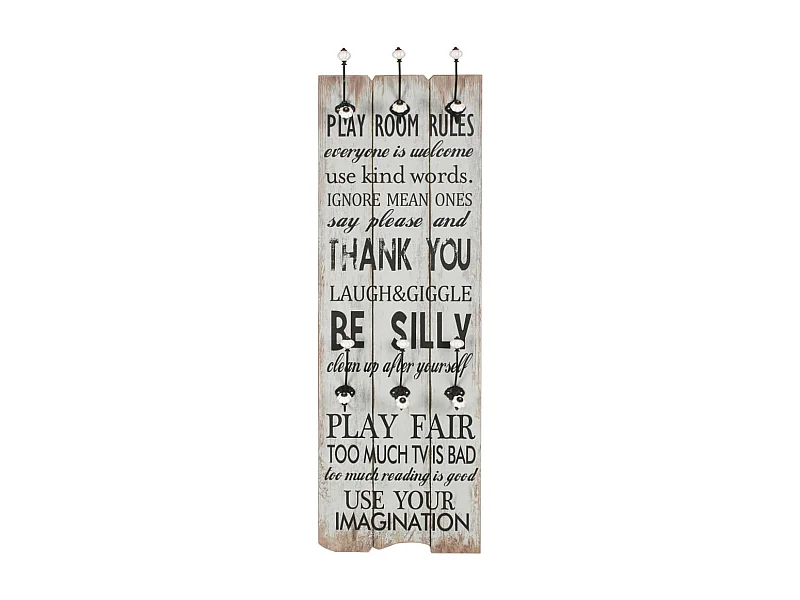 Borghild  Porte-manteau mural avec 6 crochets 120 x 40 cm THANK YOU