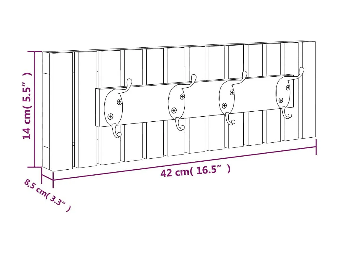 Garden Furniture -  Cintre mural 42x8,5x14 cm Bois massif de noyer