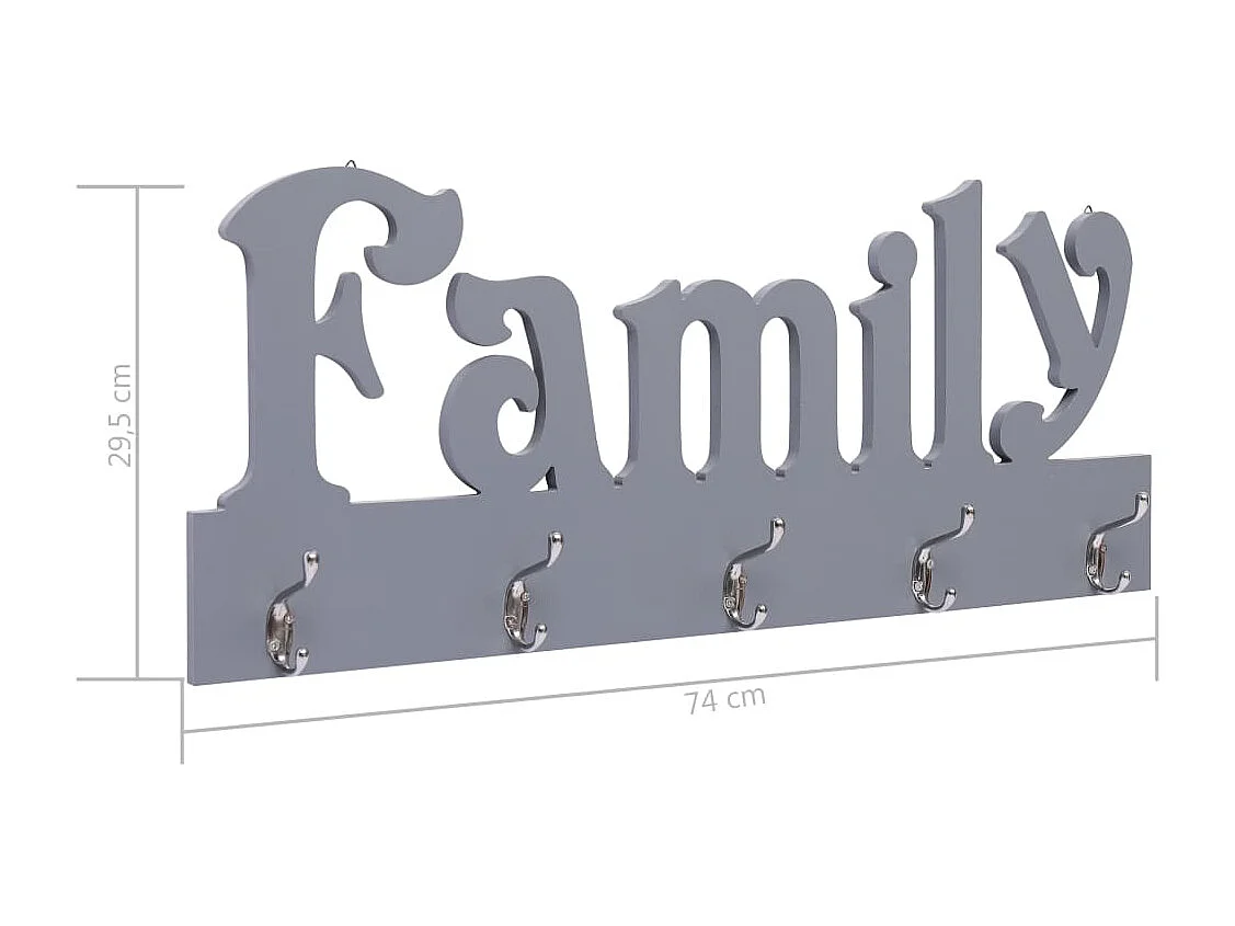 Kadri  Porte-manteau mural FAMILY Gris 74x29,5 cm