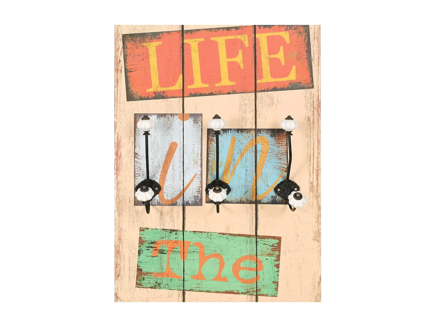 Borghild  Porte-manteau mural avec 6 crochets 120 x 40 cm LIVE LIFE