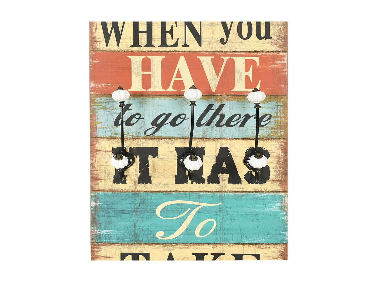 Borghild  Porte-manteau mural avec 6 crochets 120 x 40 cm HOME IS