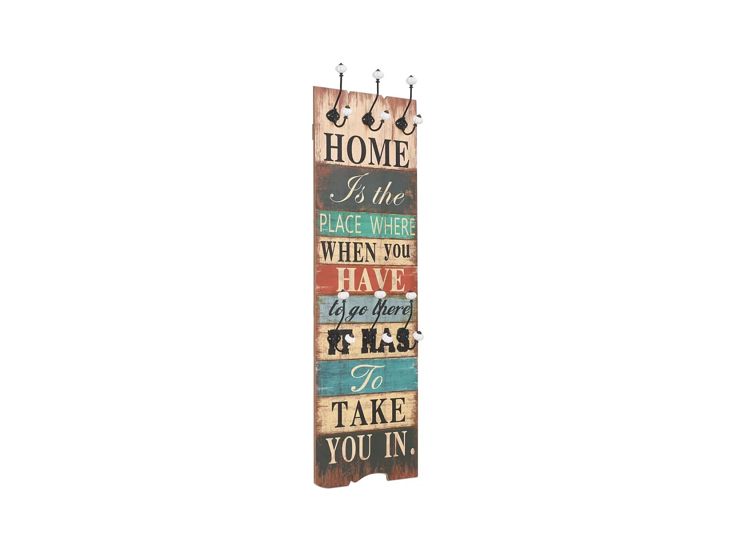 Borghild  Perchero de pared HOME IS con 6 ganchos 120x40 cm